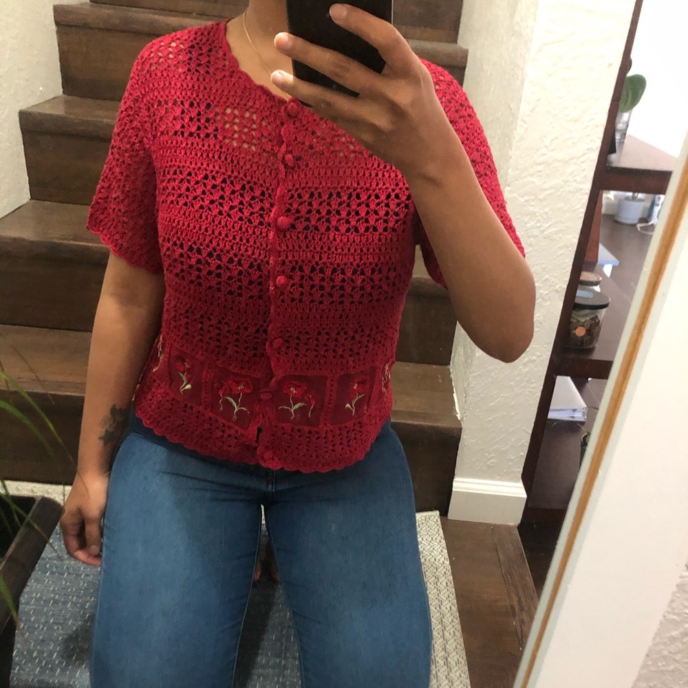 Vintage corset knit top crop